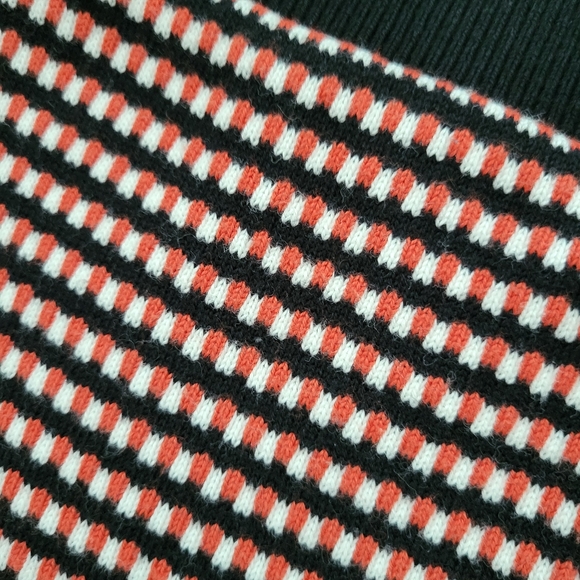 Zara knit skirt small funky 70s 60s orange black white geometric stripe mini - Picture 4 of 4